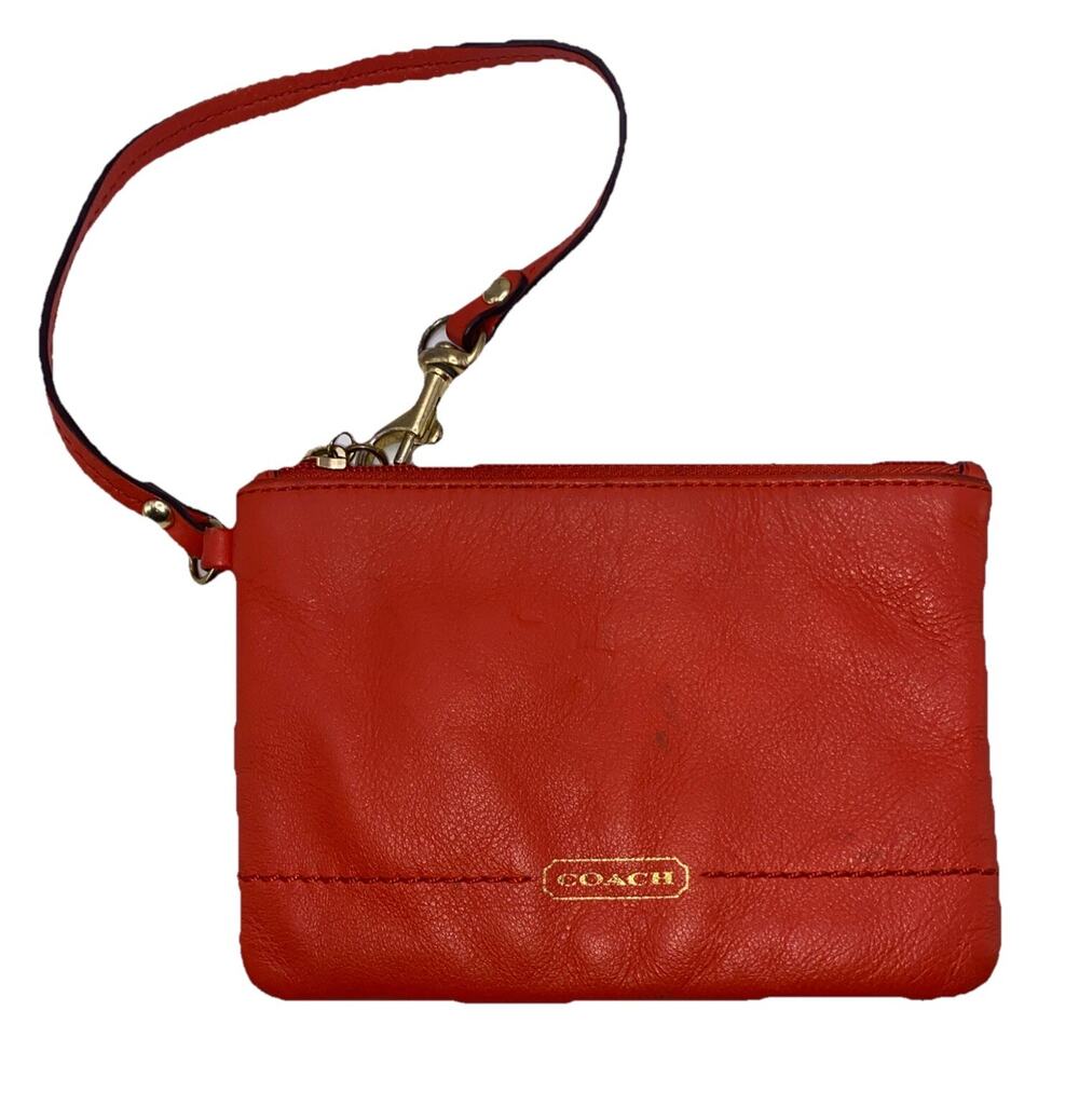 COACH Leather Corner Zip Wristlet Wallet Clutch